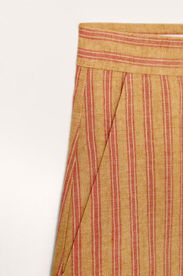 LIMITED EDITION STRIPED LINEN BERMUDA SHORTS - Orange / Yellow by Zara - Image 5