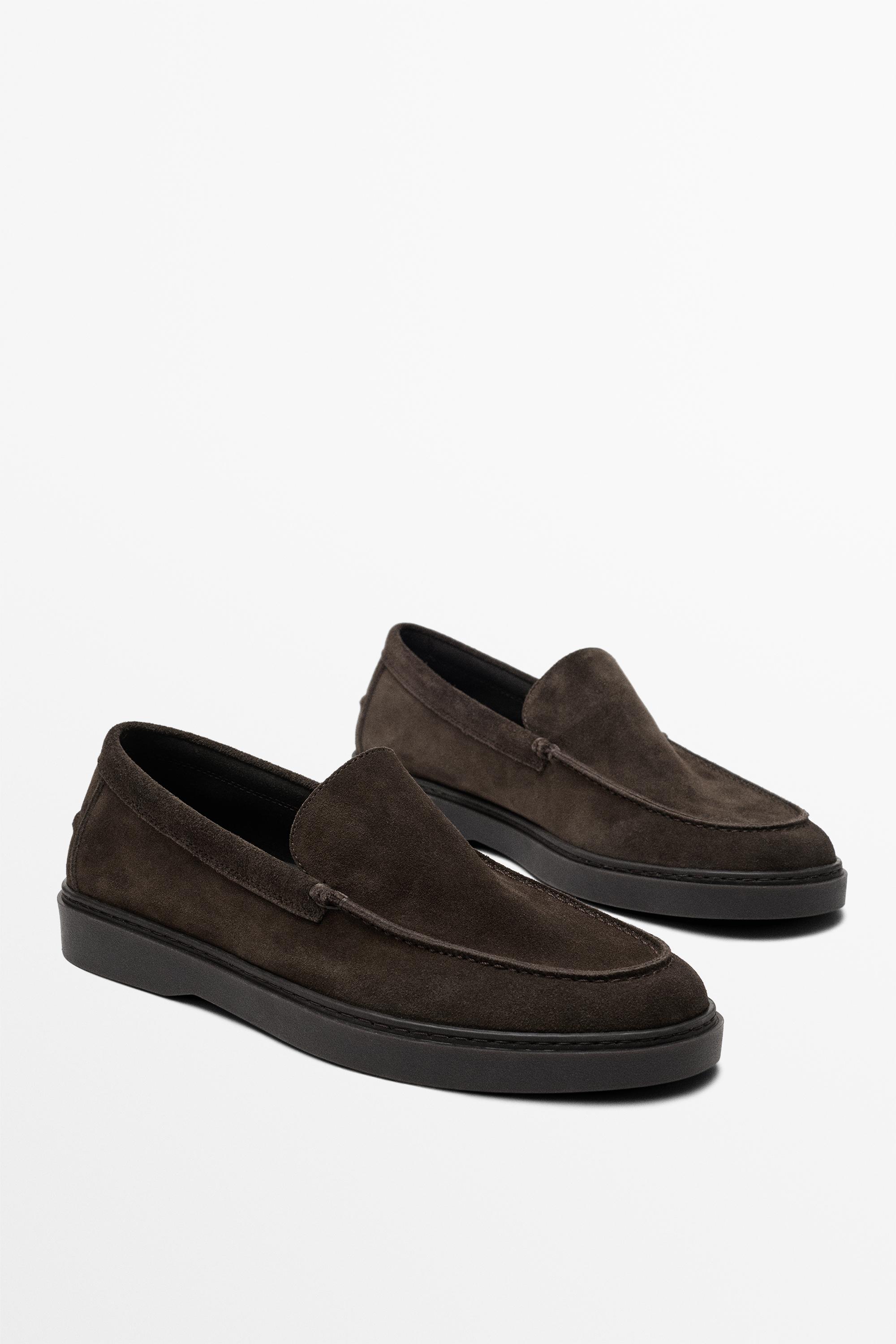 Split suede leather loafer — Brown