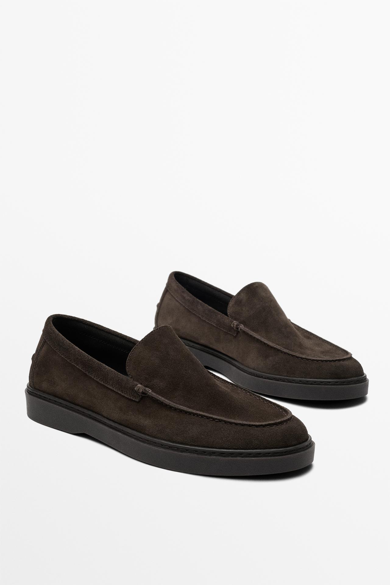 Split suede leather loafer — Brown