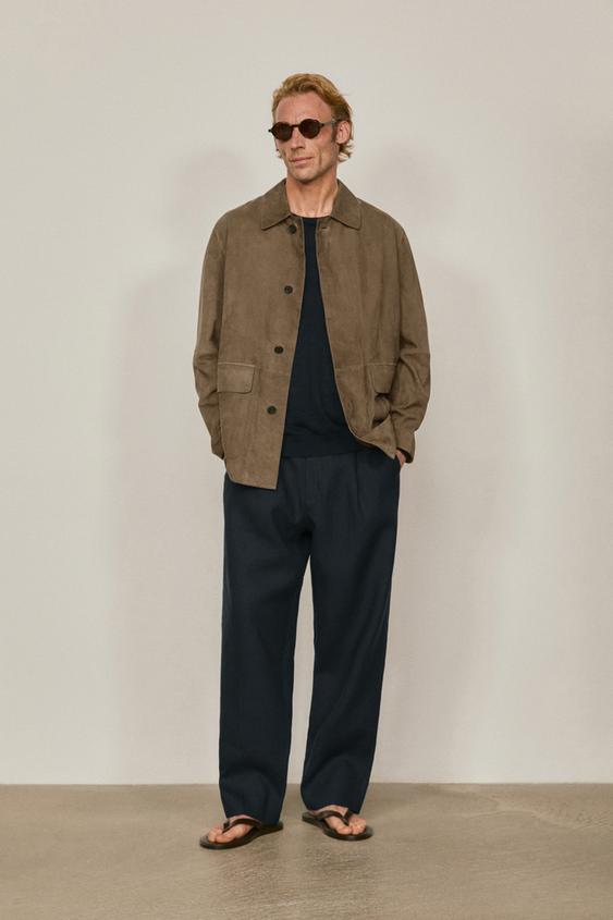 Suede leather overshirt with pockets - LIMITED EDITION from Zara - $690
