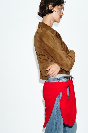 BLOUSON COURT EFFET DAIM - Marron clair de Zara - Image 4