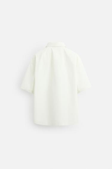 BOXY FIT POPLIN SHIRT - Oyster-white by Zara - Image 7