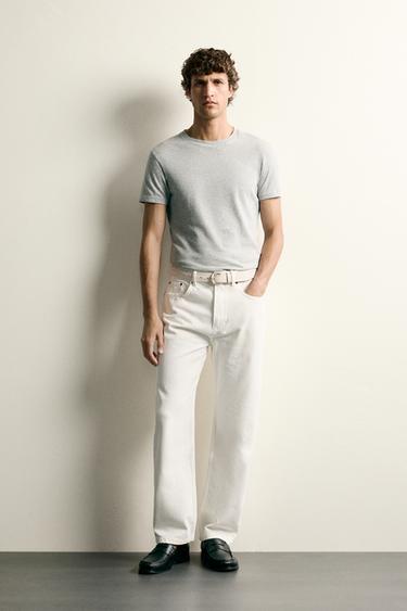 STRAIGHT ANKLE FIT JEANS - White by Zara