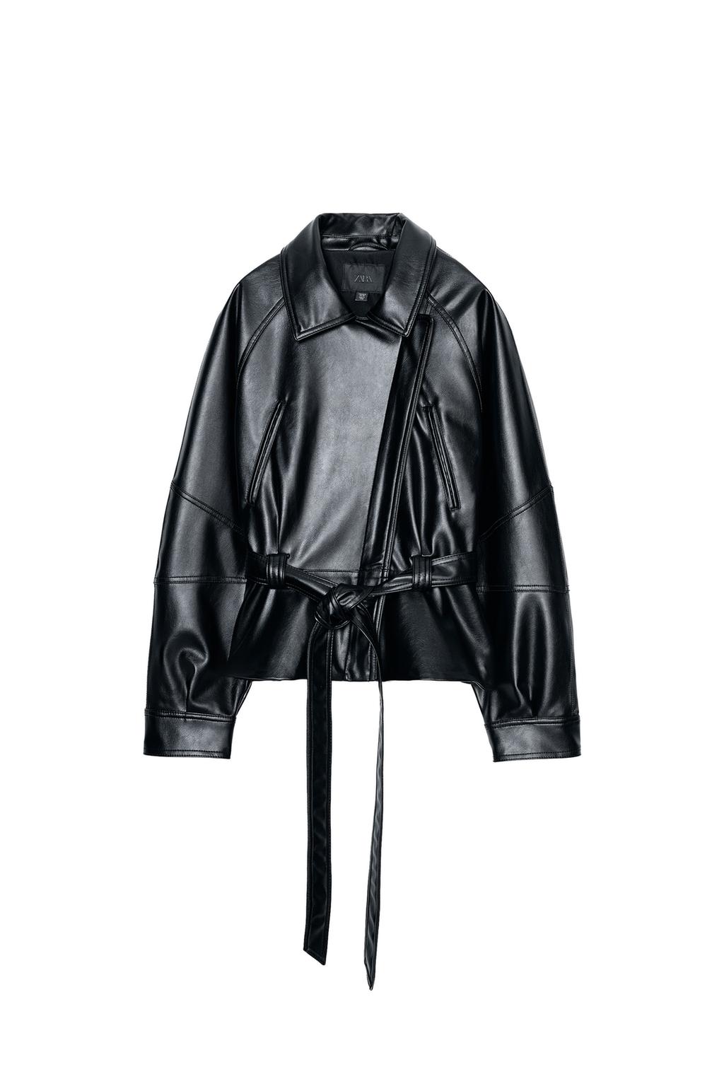 FAUX LEATHER JACKET WITH BELT - image 3