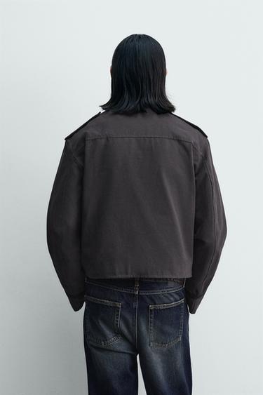 CROPPED FIT FROGGING EMBROIDERY  JACKET - Anthracite grey by Zara - Image 2