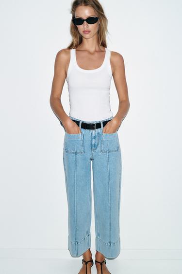 Z1975 WIDE-LEG CROPPED HIGH-WAIST JEANS - Light blue by Zara