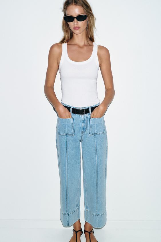 Z1975 HIGH WAIST WIDE LEG CROPPED JEANS