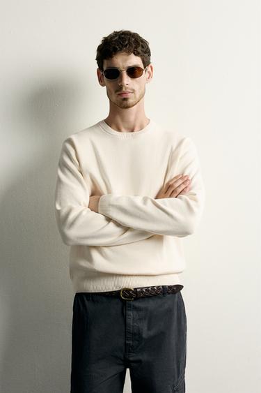 STRUKTUR-PULLOVER AUS BAUMWOLLE - Cremefarben von Zara