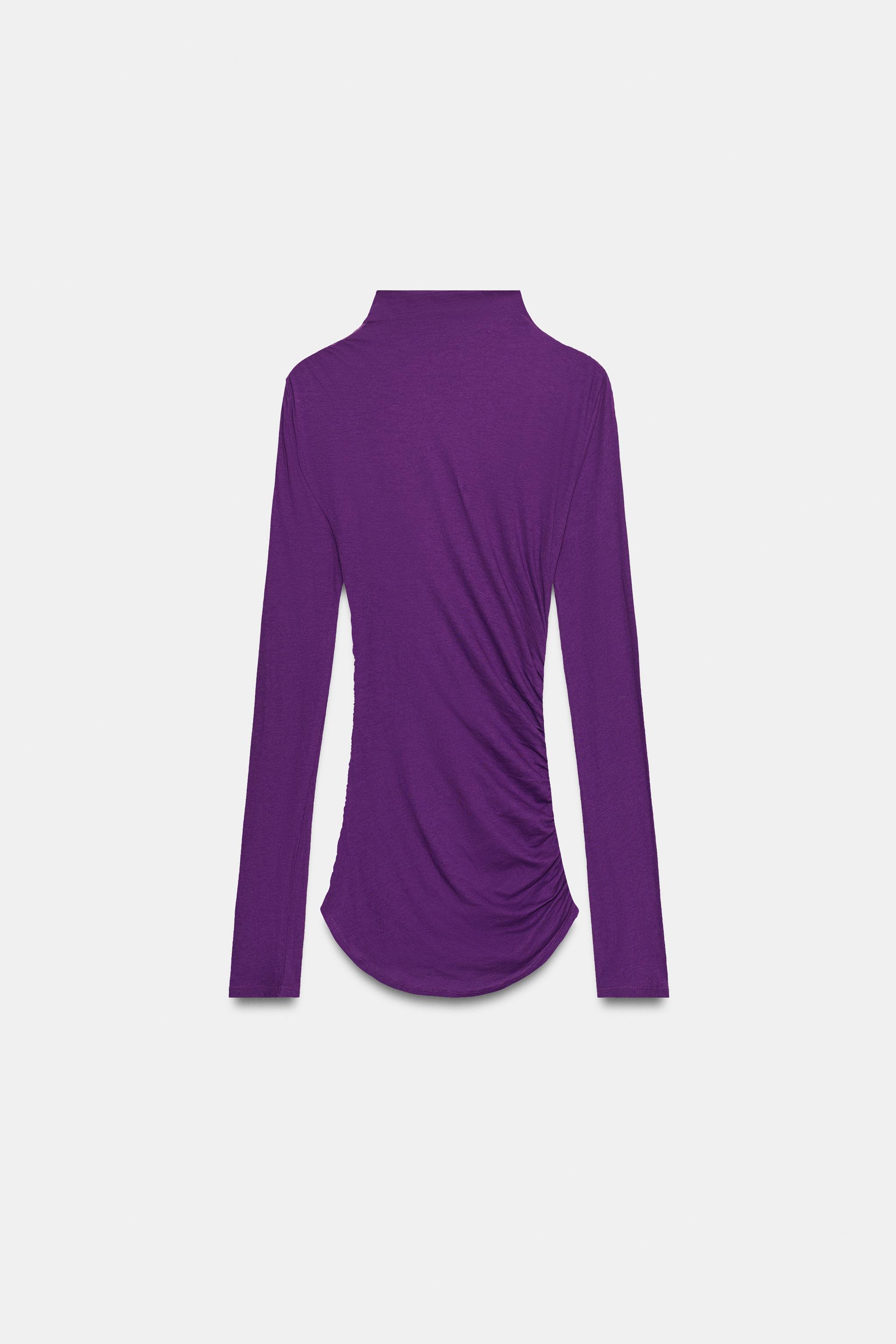 HIGH NECK RUCHED T-SHIRT - thumbnail 6
