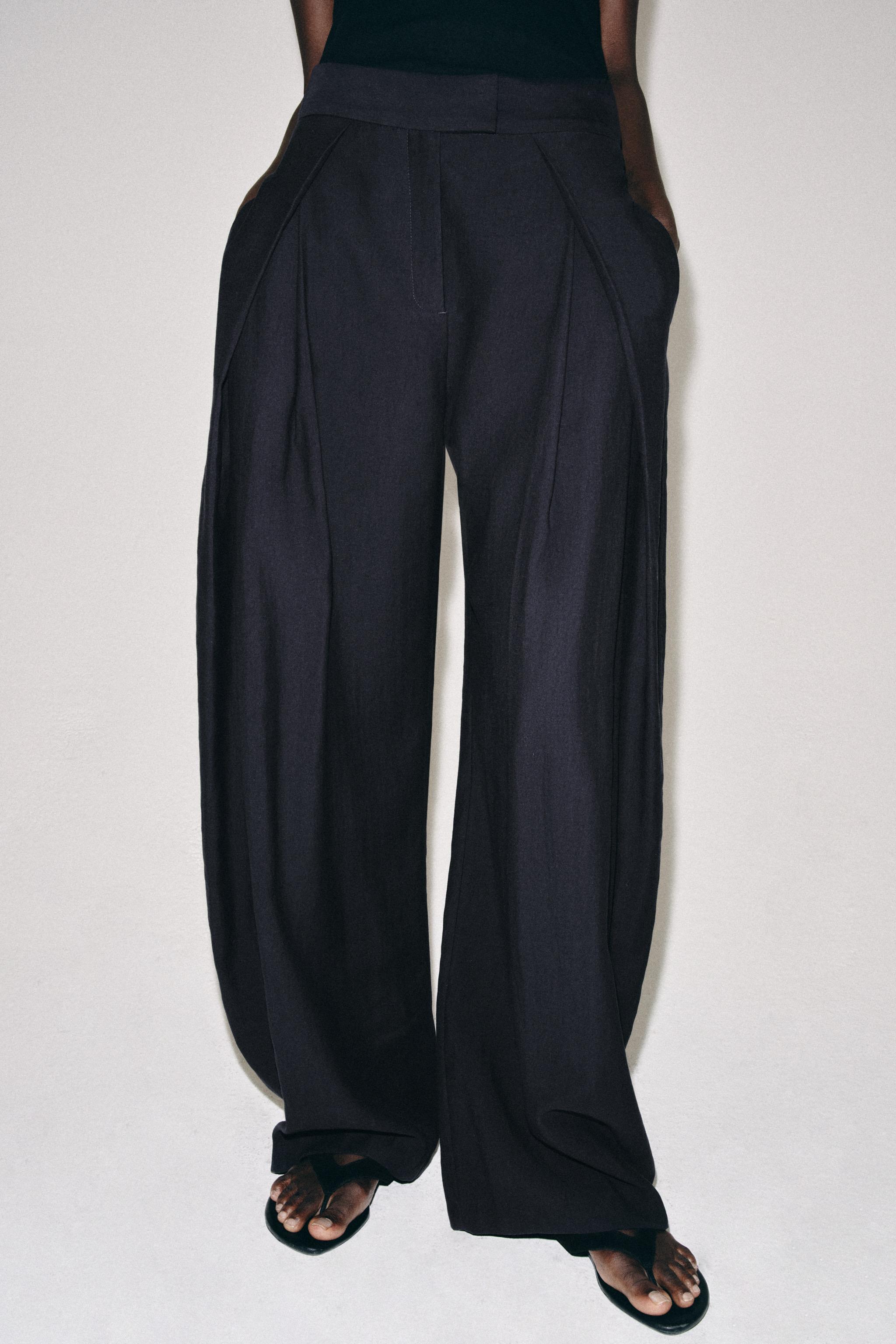 ZW COLLECTION WIDE-LEG PLEATED TROUSERS - Brown / Taupe | ZARA