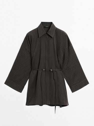 Sobrecamisa detalle hebillas rayas - Negro de Zara - Imagen 0