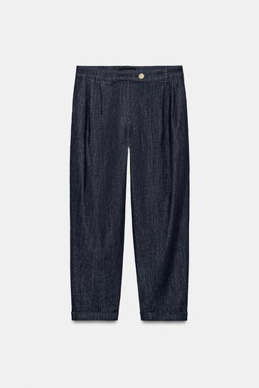 CALÇA CHINO COM DOBRA - Azul da Zara - Imagem 0