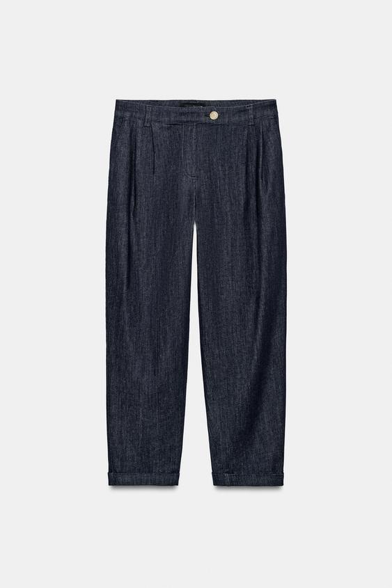 TURN-UP CHINO TROUSERS - Blue by Zara - Image 0