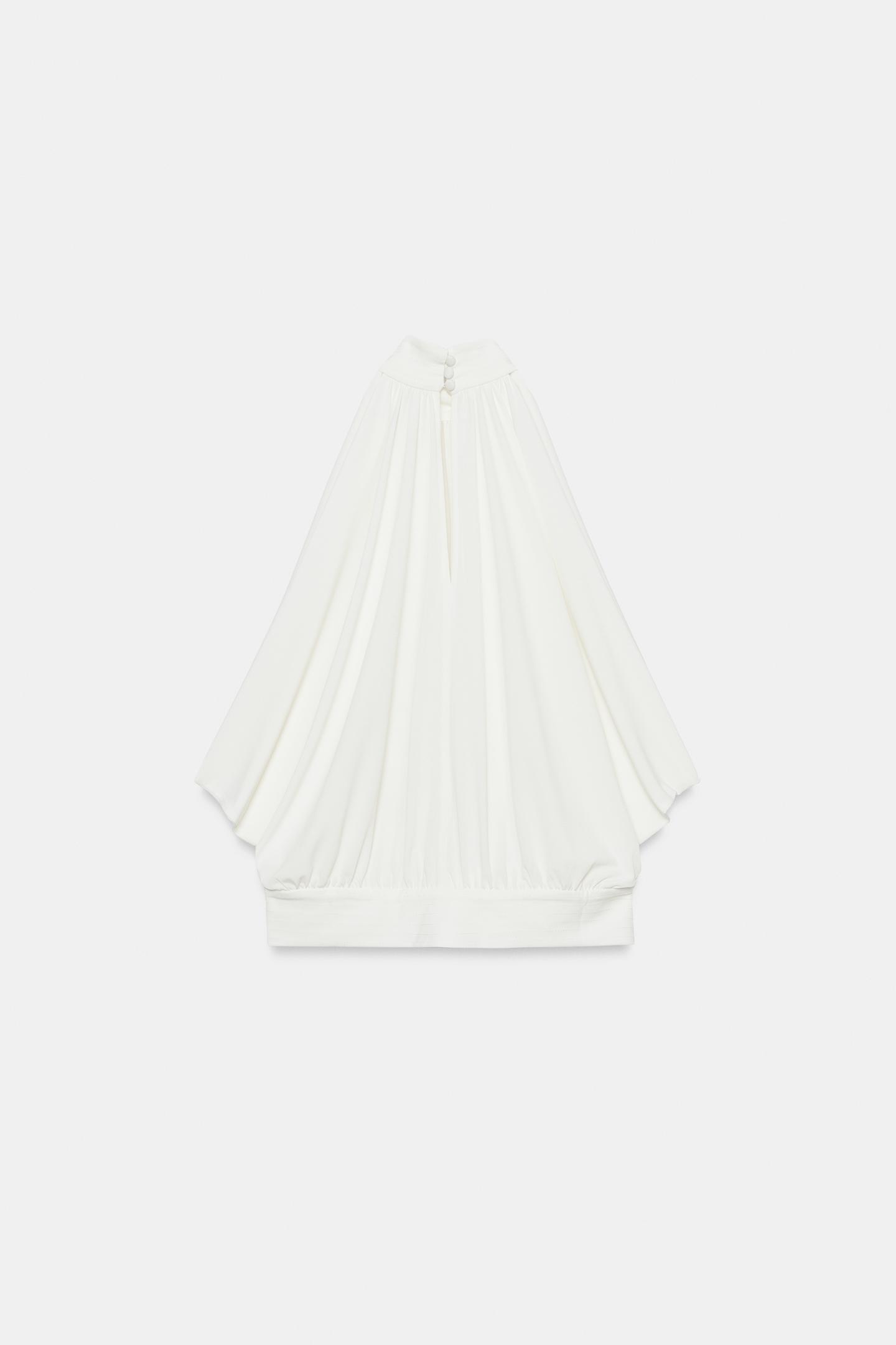 Женский топ Zara Balloon Halter Top, цвет: Устричный белый — фото 7