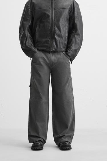 RELAXED FIT WASHED TROUSERS - Grey by Zara - Image 1