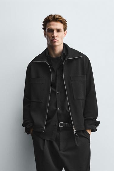 КУРТКА-РУБАШКА BOXY FIT НА МОЛНИИ — ЧЕРНЫЙ от Zara