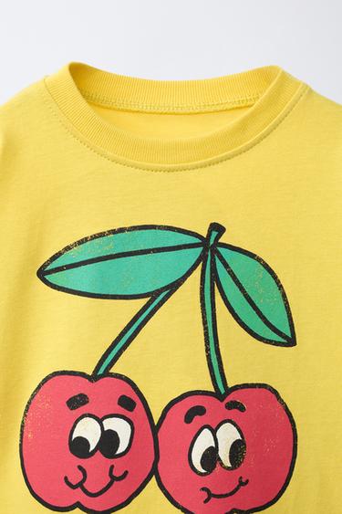 T-SHIRT IMPRIMÉ CERISES - Jaune de Zara - Image 2