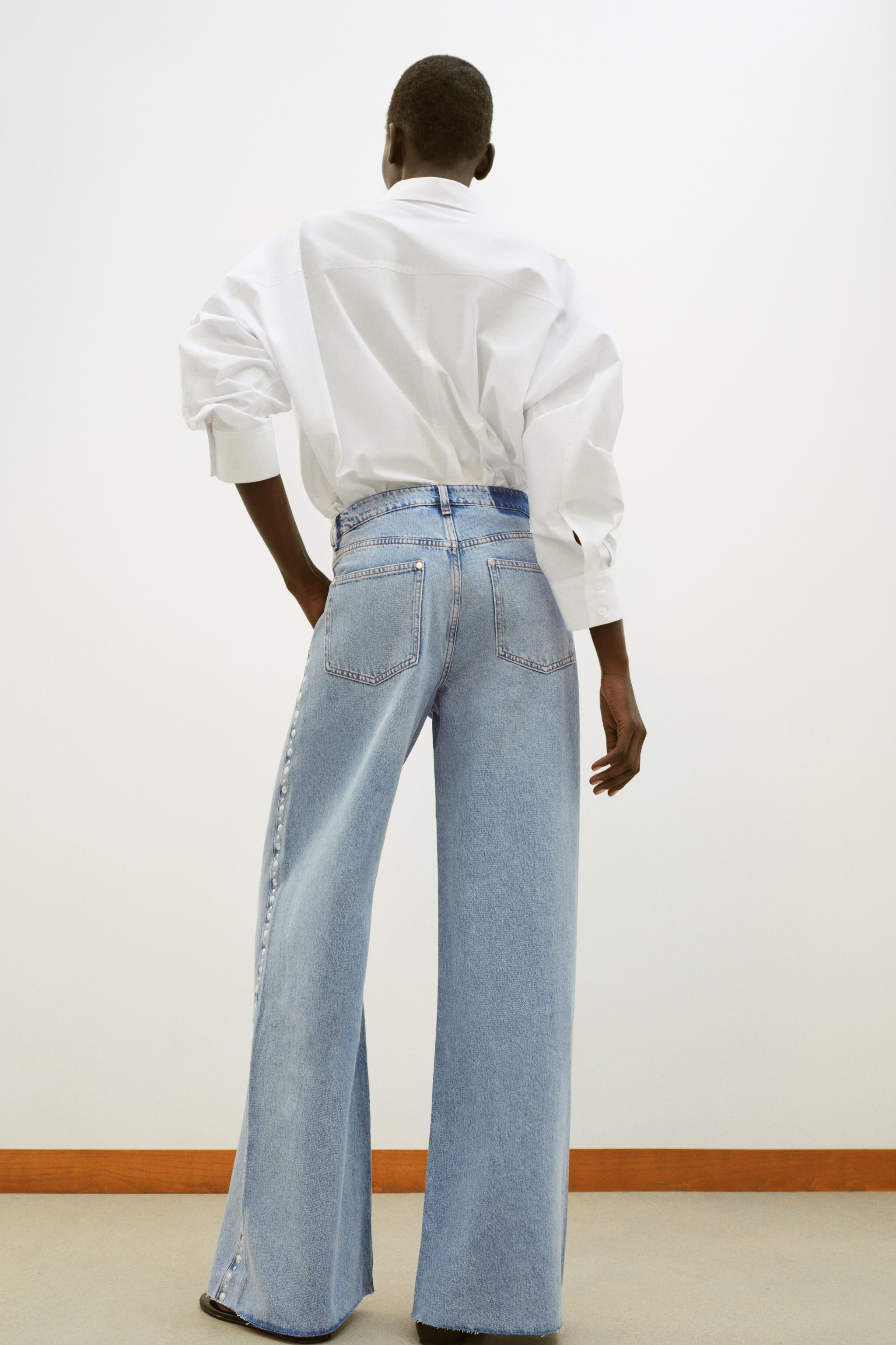 Z1975 HIGH WAIST WIDE LEG STUDDED JEANS