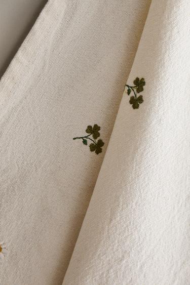 TORCHON BRODÉ TRÈFLE - Vert de Zara - Image 2