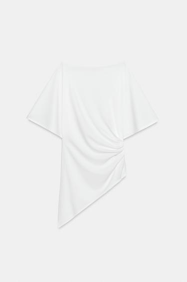 ASYMMETRIC DRAPED TOP - Oyster-white by Zara - Image 6