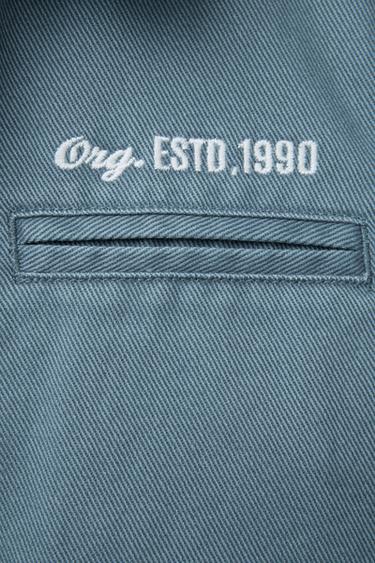 JACKE AUS KÖPERSTOFF MIT GESTICKTEM SCHRIFTZUG - Hellblau von Zara