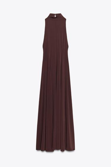 Zara OPEN BACK MAXI DRESS - Burgundy