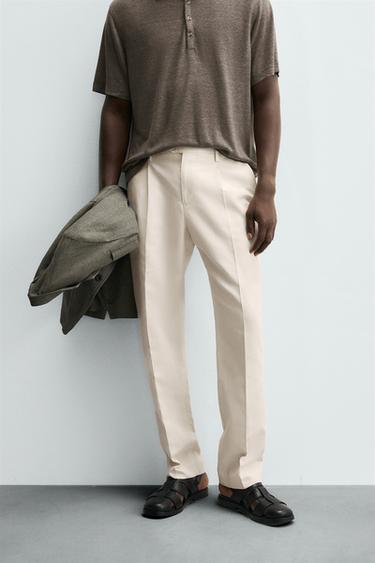 REGULAR-FIT-HOSE MIT ZIERFALTEN - Cremefarben von Zara