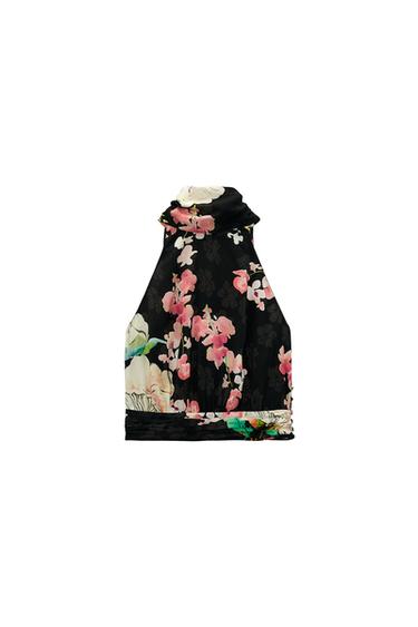 FLORAL PRINT HALTERNECK TOP