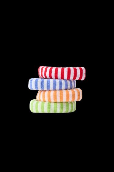 4-PACK OF STRIPED SCRUNCHIES - Multicoloured by Zara