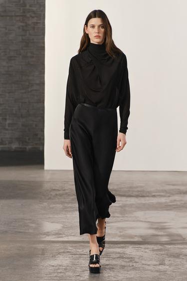 ZW COLLECTION SATIN MIDI YUBKA - Qora Zara tomonidan - Tasvir 0
