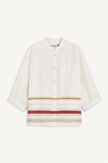 Zaras PSTND SHRT - Vit/röd