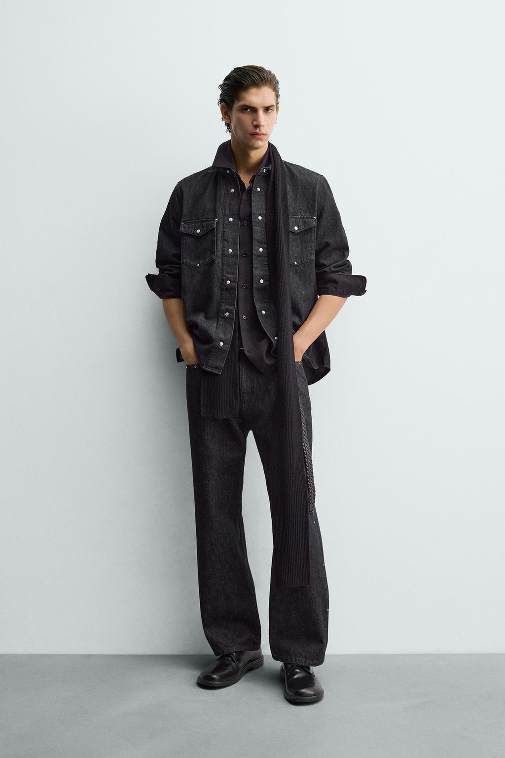 ZARA STUDDED WESTERN DENIM SHIRT