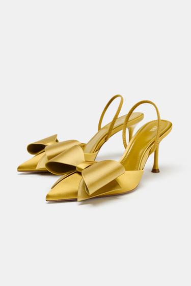 SATIN-EFFECT SLINGBACK SHOES - Mustard by Zara - Image 2
