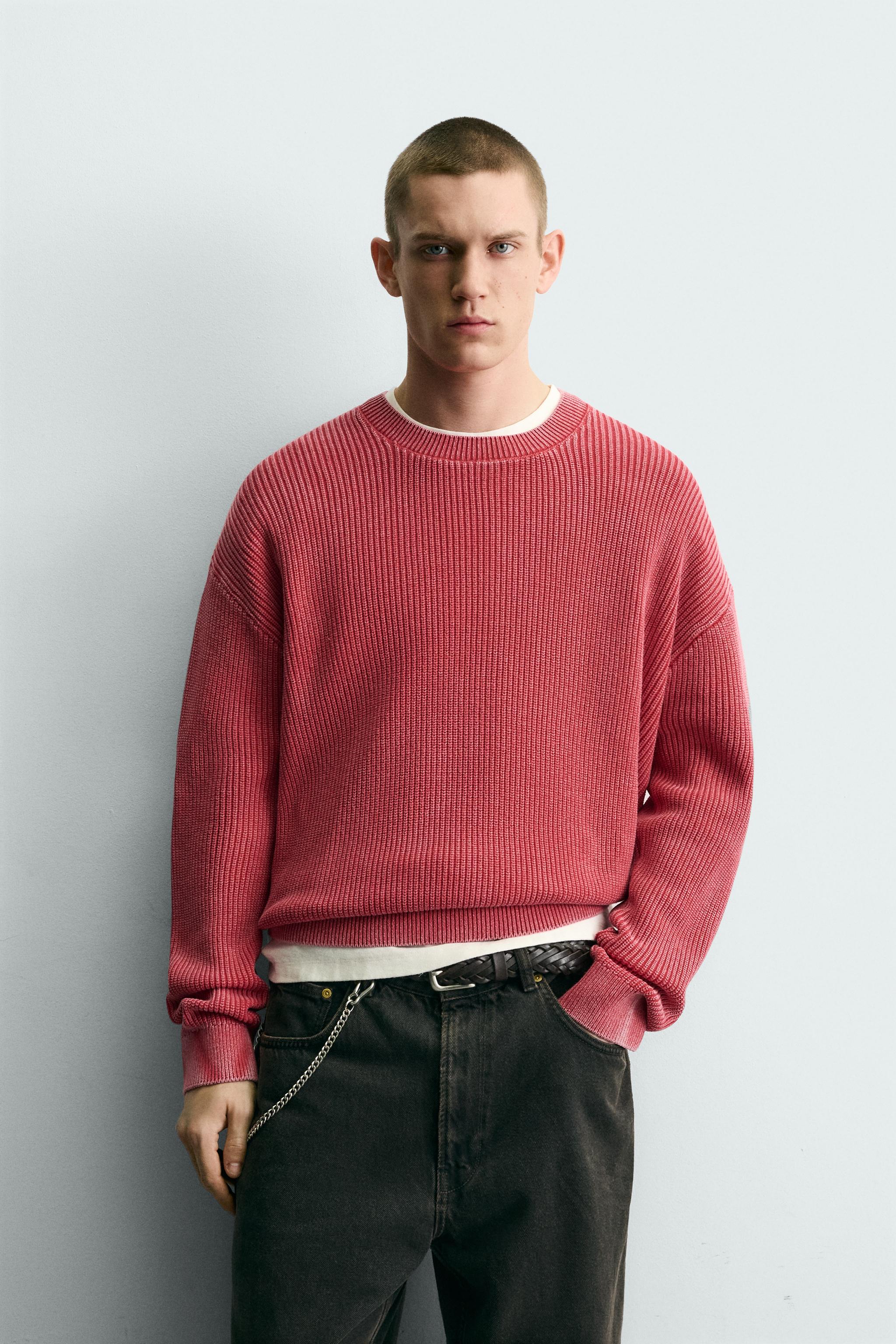 ウォッシュド加工リブテクスチャーセーター - レッド | ZARA Japan / 日本