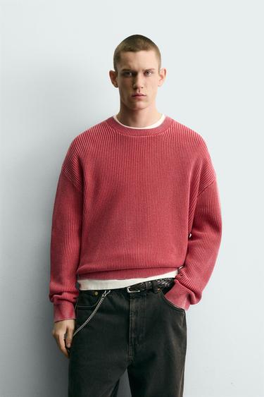 ÁO LEN GÂN DỆT KIM WASHED - Màu đỏ từ Zara