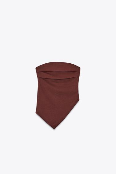 ASYMMETRIC BANDEAU TOP - Wine by Zara
