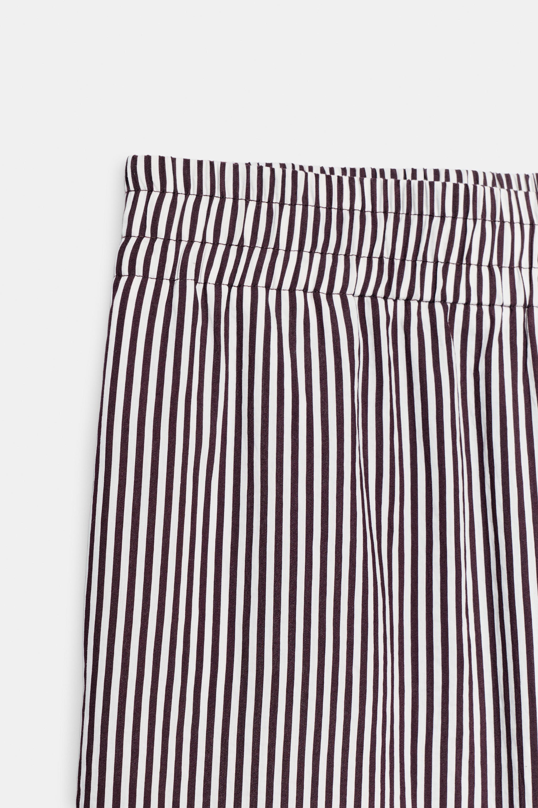 Zara Çizgili Geniş Paça Pantolon görsel 6