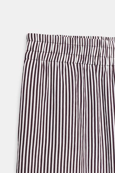 STRIPED WIDE-LEG TROUSERS - brown/white by Zara - Image 5