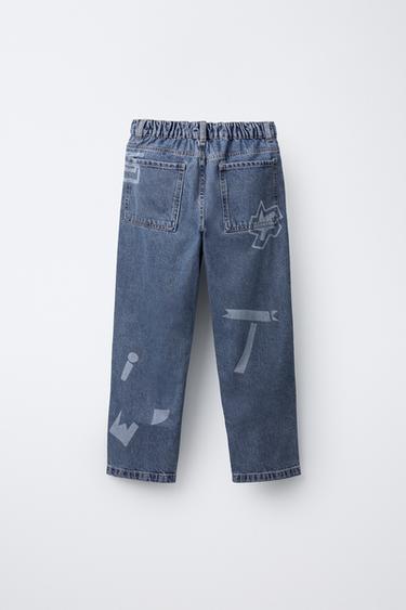 PRINTED SKATER JEANS - Blue by Zara - Image 1