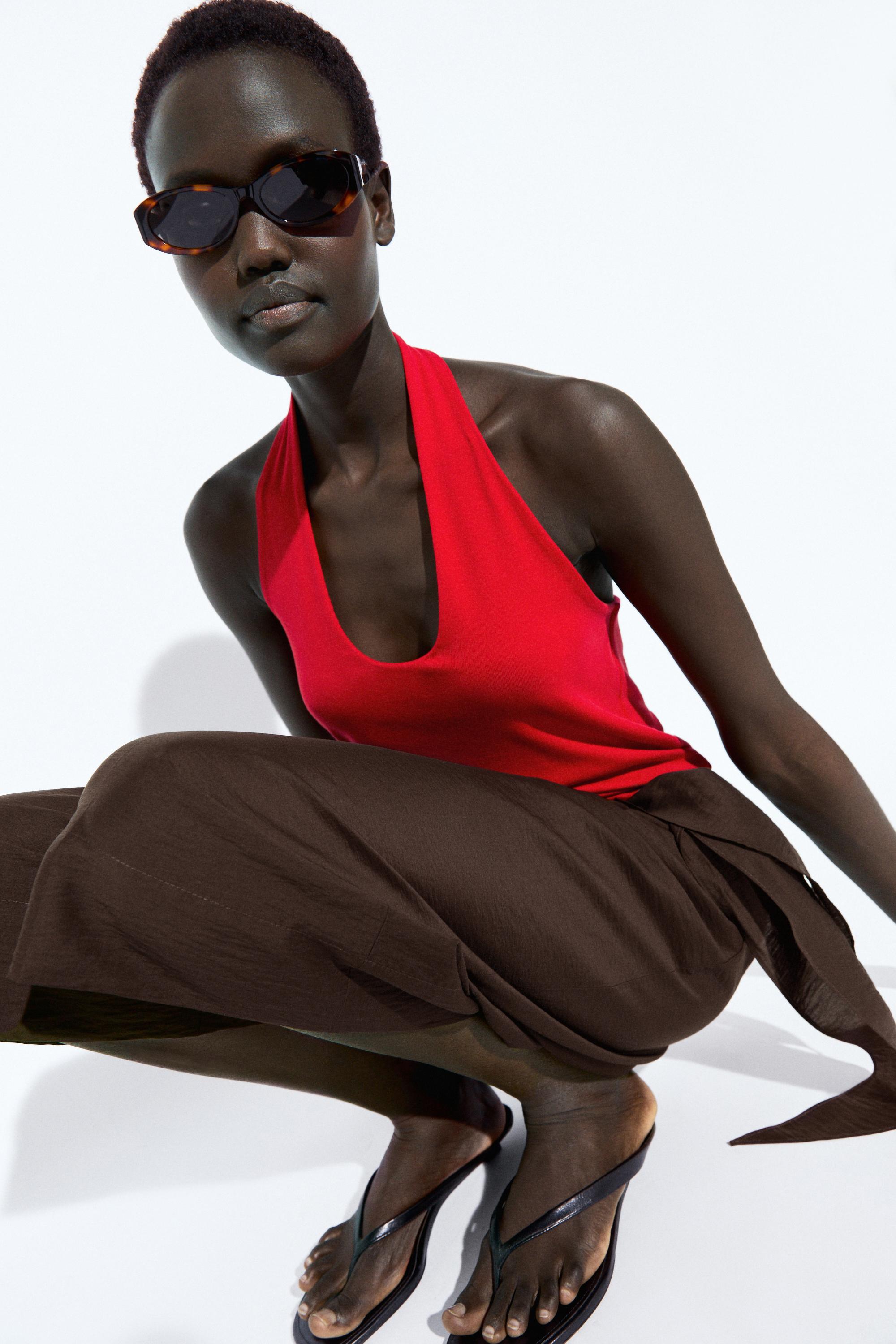Long flowing Bermuda shorts with scarf detail