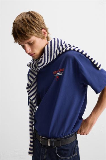 HEART PRINT SLOGAN T-SHIRT - Navy blue by Zara