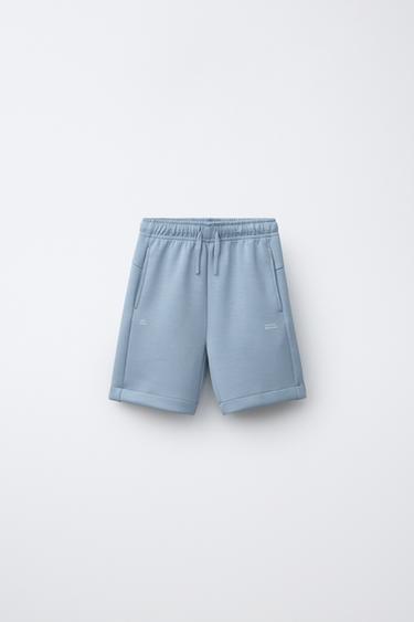 SPORTY BERMUDA SHORTS WITH SLOGAN - Green / Blue by Zara - Image 0