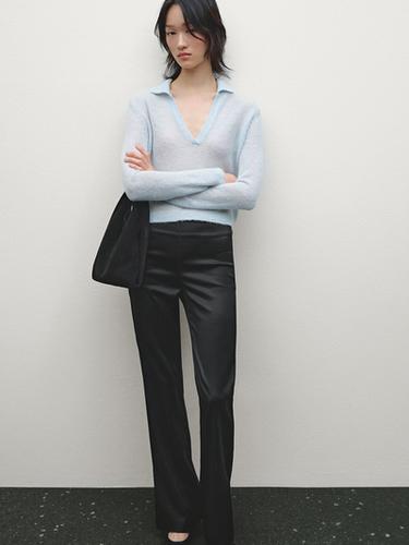 Pantalón flare satinado aberturas - Negro de Zara