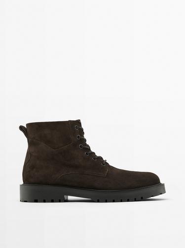 Zara Oiled split leather boots - Brown