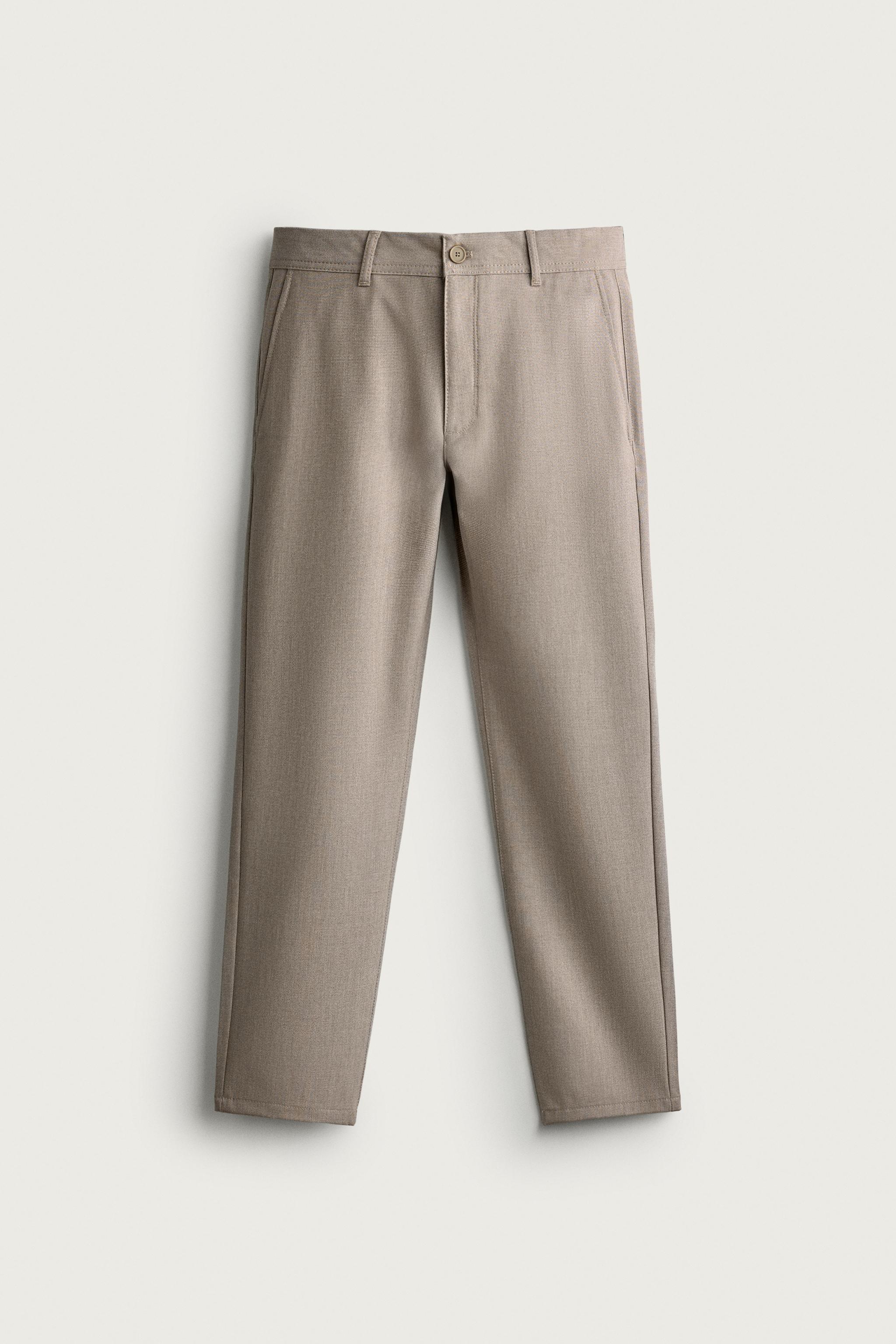 COMFORT STRUCTURED CHINO PANTS — Light mink