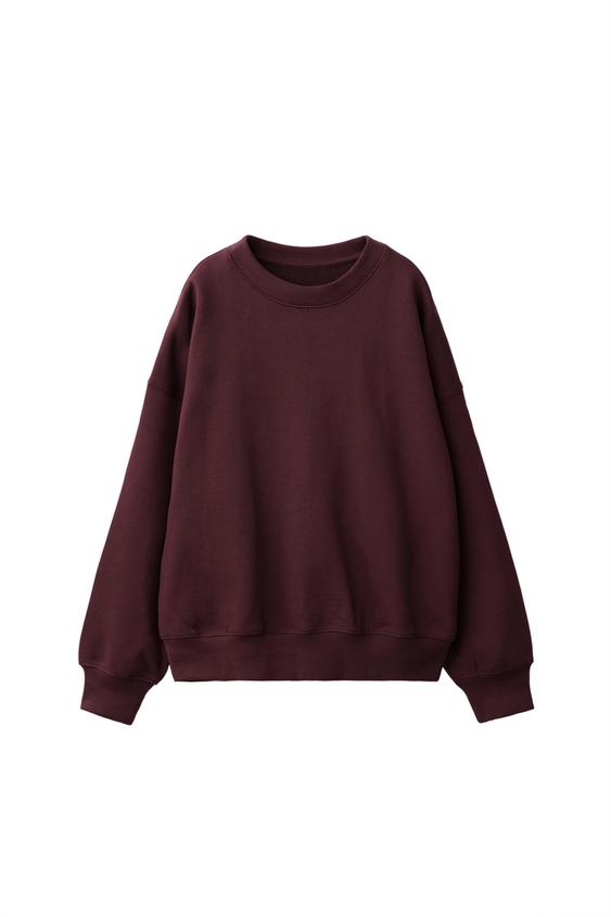Zara HEAVYWEIGHT PLAIN SWEATSHIRT - Eggplant - Image 0