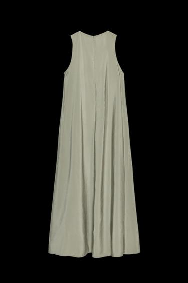 FLIESSENDES VOLUMINÖSES MIDIKLEID - Khaki von Zara