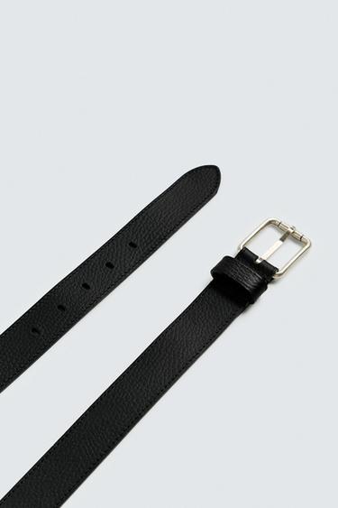 CEINTURE EN CUIR SURPIQUÉE - Noir de Zara - Image 3