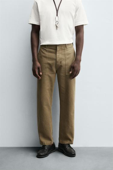 PANTALON REGULAR FIT POCHES - Marron de Zara - Image 1