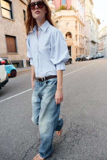 BLUSA DE MANGA BUFANTE ZW COLLECTION - listrado da Zara - Imagem 0